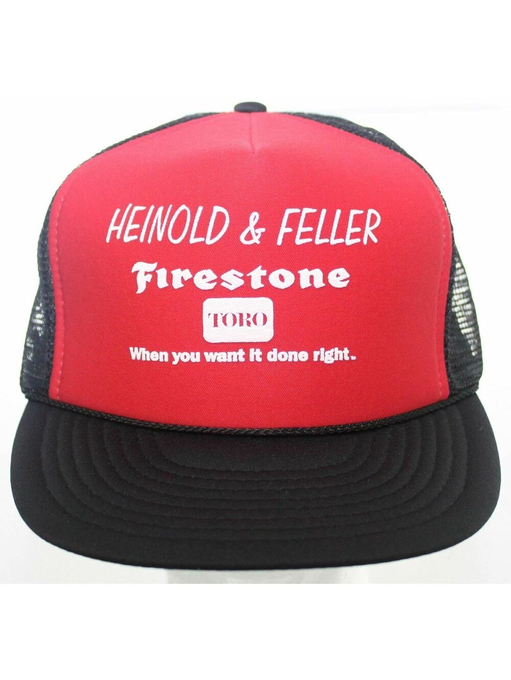 Vtg Heinold & Feller Tire & Lawn Equipment Firestone Toro Trucker Hat Cap Nwot